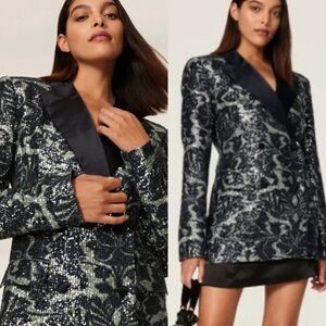 Rotate Birger Christensen Augustina Sequin Blazer Party cocktail Evening 2 XS